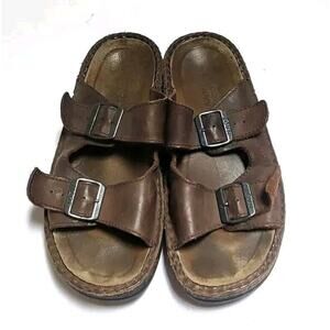 NAOT Mikael Brown Leather Slides Sandals Womens Size 9 EU 40 Slip On Shoes